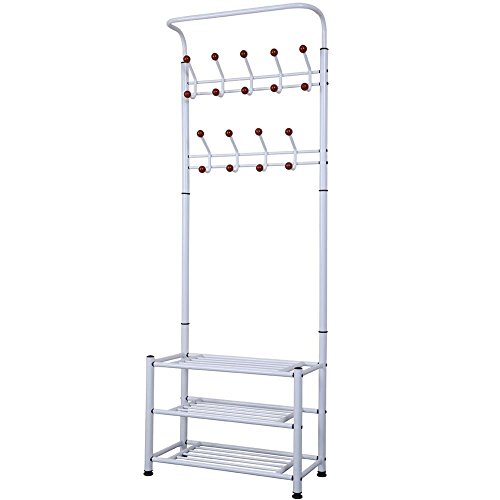 Buy Yaheetech Metal Hall Tree with Shoe Storage Bench Entryway Coat
