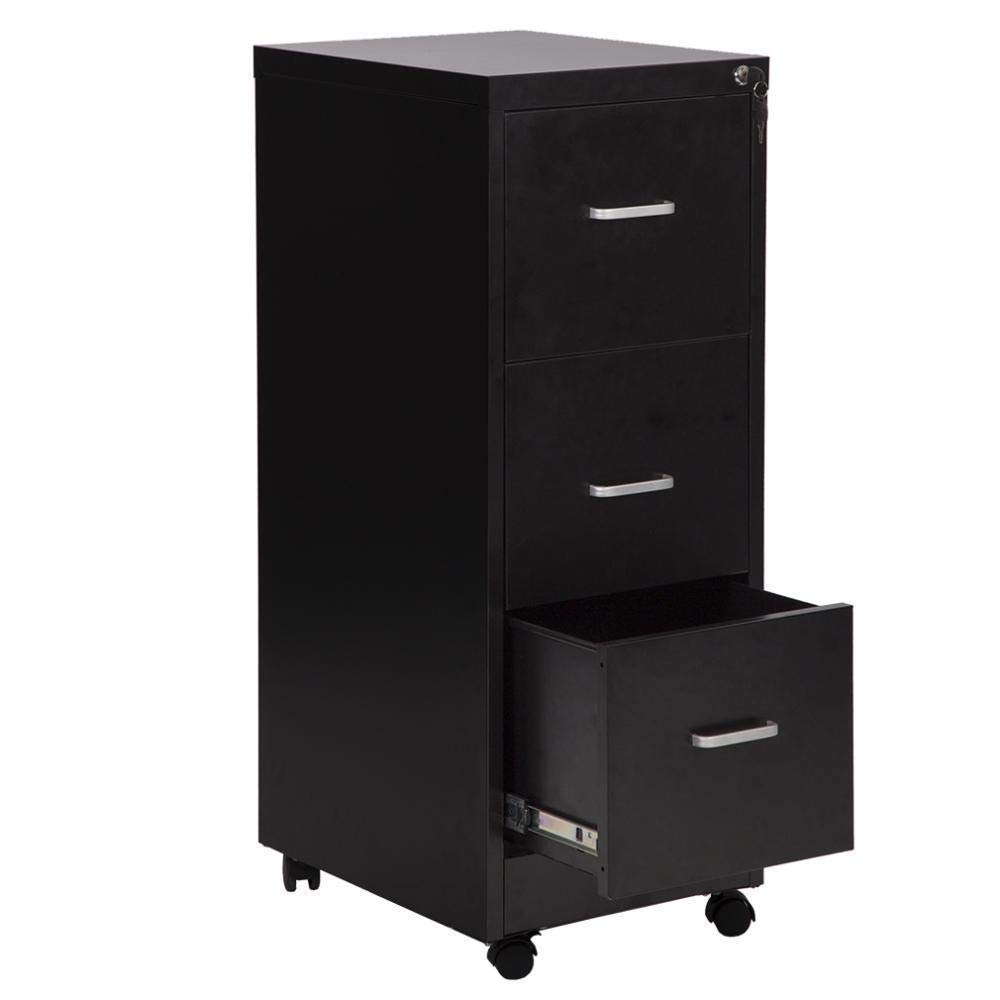 Amazon Com Black Rolling Mobile 3 Drawer File Cabinet With Lock