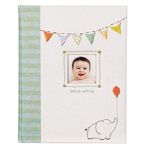 c.r. gibson b2-12683 elefante 'hello world' libro de memoria unisex para bebés de primeros cinco años, 64 piezas, 10 '' w x 11.75 '' h