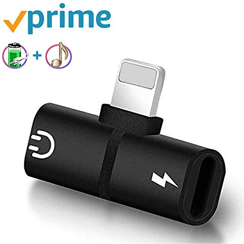 Headphone Jack Adapter for iPhone Dongle, for iPhone 6/7/8/10/X/6 Plus/7 Plus/8 Plus/XS/XS MAX/XR Dual Earphone Jack Adapter AUX Audio Cables Headset Connector Convertor Car Chargers Support All iOS
