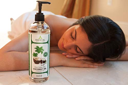 Fractionated Coconut Carrier Oil - Beauty in a Bottle - 100% Pure and Natural Therapeutic Grade - 16 oz with Premium Pump - Perfect for Aromatherapy, Massage, Hair and Skin Care by Essential Oil Labs - Thumbnail 5