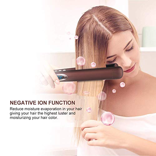 Hair Straightener - VIVK Flat Iron 1 Inch 3D Floating Plates & LCD Screen,Adjustable Temperature and Anion Generator Suitable for All Hair Types(Coffee)