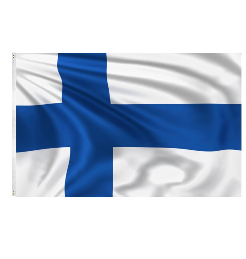 5x3Ft Finnish Flag, Durable Finland Flag with 2 Metal Eyelets Used Indoor and Outdoor, Bright Color Finnish Finn National Flag Decorated in Sporting Events, Parties, Parade — image 1