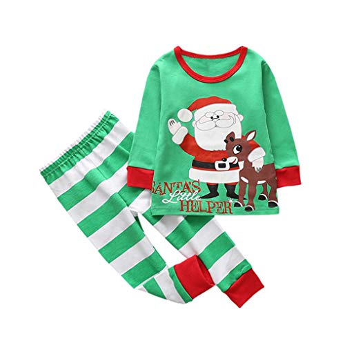 2018 Clearance Kids Christmas Party Outfits Set Pajama,Toddler Baby Girl Boy Deer T-shirt Tops Plaid Pants Home Wear