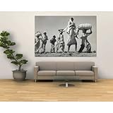 (48x72) Margaret Bourke-White - Sikh Carrying His Wife on Shoulders After the Creation of Sikh and Hindu Section of Punjab India Huge Wall Mural