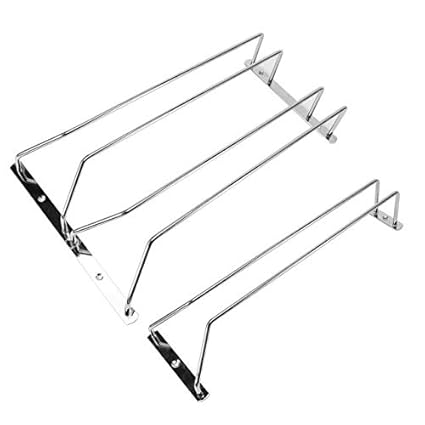 Stainless Steel Red Wine Cup Wine Glass Hanging Rack Stemware Cabinet Mounted Holder Black