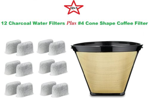 Click Here to See More Images #4 Cone Shape Permanent Coffee Filter & a set of 12 Charcoal Water Filters for Cuisinart DCC-RWF1 Coffeemakers