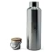 George Sportz Stainless Steel Insulated Sports Water Bottle (Complimentary Eco-Friendly Silicone Seal) BPA Free-Double Walled Vacuum Flask-Wide Mouth-Sleek Brushed Steel With a Bamboo Cap-20oz (600ml)