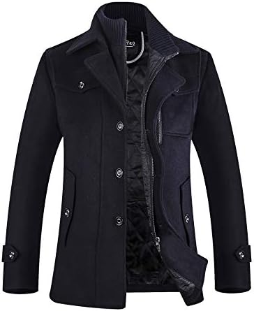 chouyatou Men's Gentle Layered Collar Single Breasted Quilted