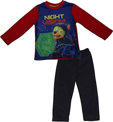 Paw Patrol Chase and and Marshall Night Vision Fleece Pyjama Set Red 5-6 Years New 2017-2018