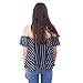 Sunward(TM) Women Off Shoulder Stripe Casual Blouse (Medium, Blue)