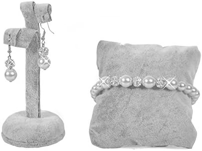 JustForBridal Pearl Bracelet &amp; Earring Sets Silver Rhinestone Bridal ~ Bridesmaid Jewelry (WHITE)