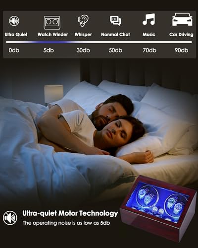 ANWBROAD Watch Winder for Automatic Watches 4+6 Watch Rotator and Storages with Super Quiet Motor LED Backlight Watch Turner Piano Paint Watch Turner 4 Rotating Modes UJWW002R