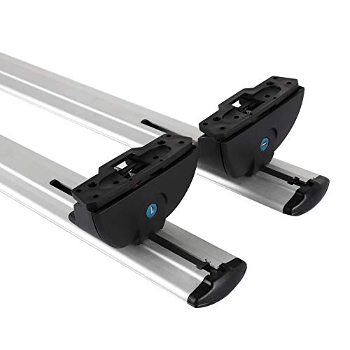 AUXMART 48" Roof Rack Cross Bars Universal Adjustable Crossbars Aluminum Cargo Carrier Bare Rooftop Bars System with Lock Fit for Most Vehicle Without Roof Side Rail 2pcs (Silver)