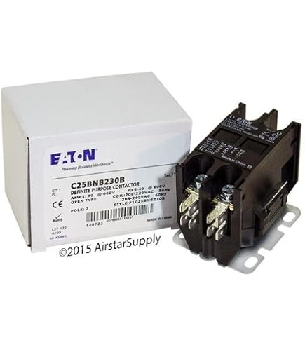 Eaton C25BNF240A Definite Purpose Contactor – 40A Inductive, 120V Coil, 7.5 HP At 230V, UL/CSA Eaton C25BNF240A Definite Purpose Contactor – 40A Inductive, 120V Coil, 7.5 HP At 230V, UL/CSA