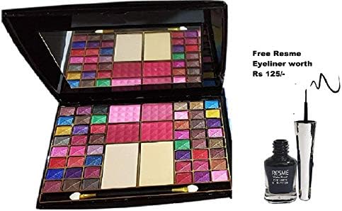 Clamy Eyeshadow, Blusher with Compact Powder Makeup Kit (Free Resme Eyeliner)