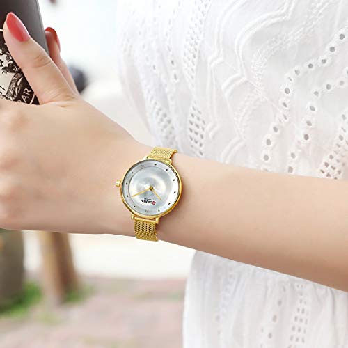 Womens Watches,Goddess's Gift,WoCoo Waterproof Quartz Matte Dial Watch Ultra Thin Stainless Steel Mesh Band Wristwatch（D，Womens Watches for CURREN ） - Thumbnail 2