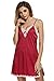Ekouaer Women Sexy Sleepwear Lace Chemise Nightgown Full Slip Babydoll Sleepwear Satin Nighties(Red,Large)