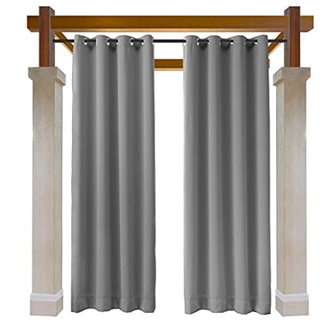 Amazon Com Macochico Outdoor Curtains Panels Gray 52w X 84l