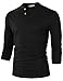 H2H Mens Basic Casual Slim Fit Henley T-shirt 3/4Sleeves BLACK US XL/Asia 2XL (CMTTS0194)