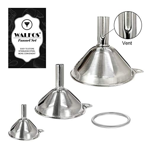 Stainless Steel Funnels, Multi-use Kitchen Funnel Set, for Transferring Liquid, Fluid, Cooking Oils, Jam & Powder, Durable and Dishwasher Safe (3 Piece)
