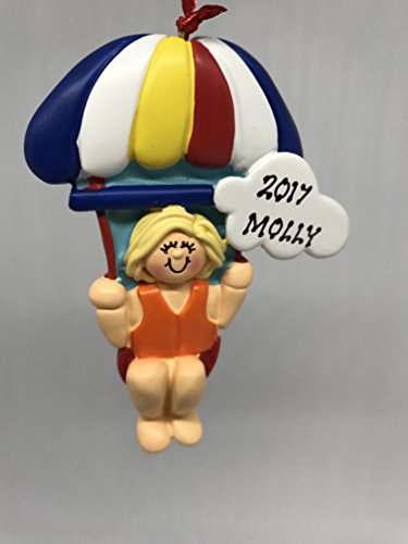 Personalized Female Blonde Parasailing Christmas Ornament 2019