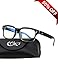 CGID CT84 Computer Glasses Readers Reading Video Gaming Glasses of Anti Blue Light Eye Strain and UV Light,Vintage Rectangle Black Blue Frame,Transparnet Lens