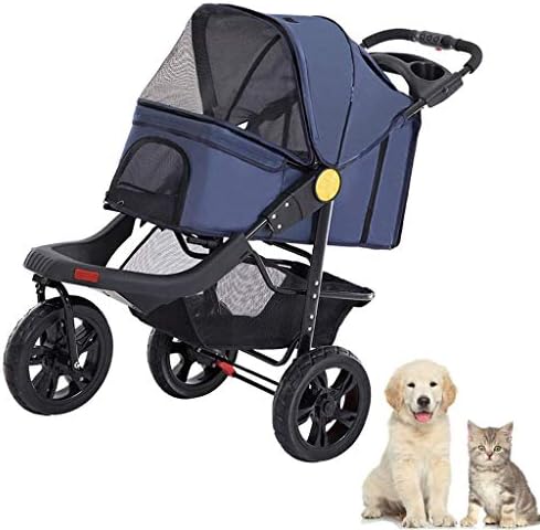 折りたたみ式犬用ベビーカー 小中型犬猫用3輪ペット用ベビーカー カップ