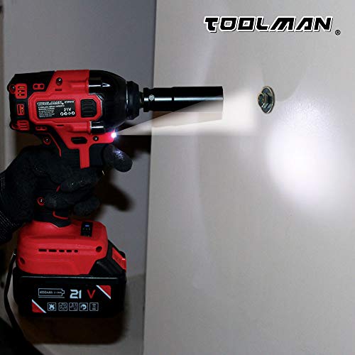 Lion Tools ZTP011 Toolman Lithium-ion cordless Impact Wrench kit 1/2" 21V with Drill Set 7 pcs (1 BATTERY) for Heavy Duty works with DeWalt Makita Ryobi Accessories