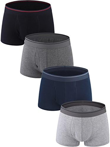 AngelCitys Men's Classic Cotton Stretch Underwear Boxer Briefs Shorts Underwear 4-Pack ,0002#4,Black,Dark Grey,Dark Blue,Light Grey,US 2XL,Tag 3XL