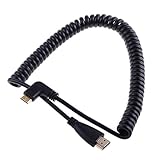 Smays Right Angle Mini HDMI to HDMI (Male to Male) Stretch Cable for Computer, TV, Tablet, Smartphone and Digital Products T004 (6.56 Feet = 2 Meters, Black)