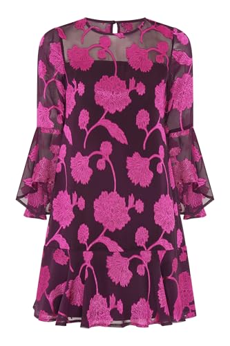 Gina Bacconi Women's Embroidered Fit and Flare Dress Cocktail, Fuchsia, 12