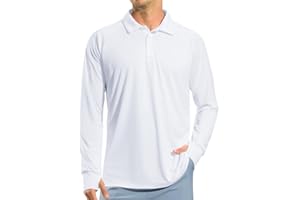 Pudolla Men's Long Sleeve Golf Polo Shirt UPF 50+ Lightweight Sun Protection Cool SPF Hiking Shirts for Men