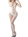 OGNEE Bodystocking Women Fishnet Striped Crotchless Backless Stockings White