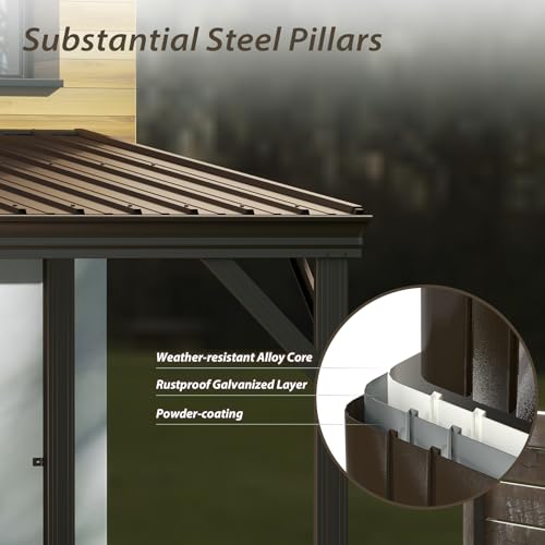 Domi 8' x 10' Wall Mounted Hardtop Gazebo Review: Lean-to Patio Shelter image 24
