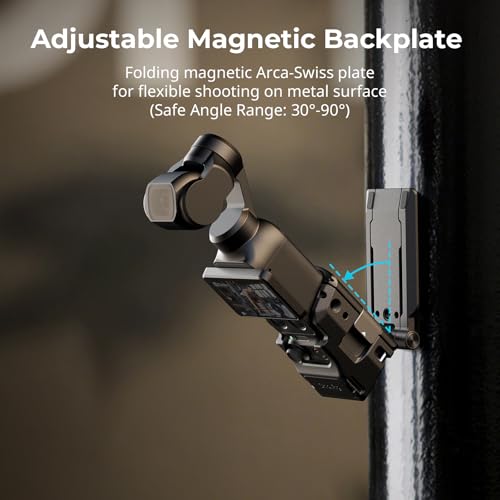SMALLRIG Soporte magnético para DJI Osmo Pocket 4, adaptador de expansión magnética ajustable de 270°, con placa para Arca-Swiss, soporte de escritorio/superficie vertical -6003