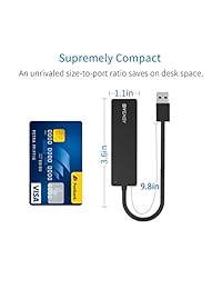 BYEASY   Puerto USB 3.0 de 4 puertos, ultra delgado, compatible con iMac Pro, MacBook Air, Mac Mini Pro, Surface Pro, ordenador portátil, ordenador portátil, unidades flash USB y disco duro móvil (piel), color negro
