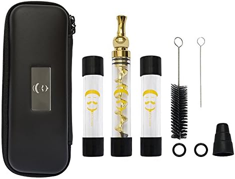 Bundle Spiral Blunt- New Version- Grinder For Dry Herbs | 3x Quartz Glass - 1.5 GM | | 3x Rubber Caps | 2x Cleaning Brush | 1x Free Case | Great Gift Bag and 1 Extra Sillicone Cap