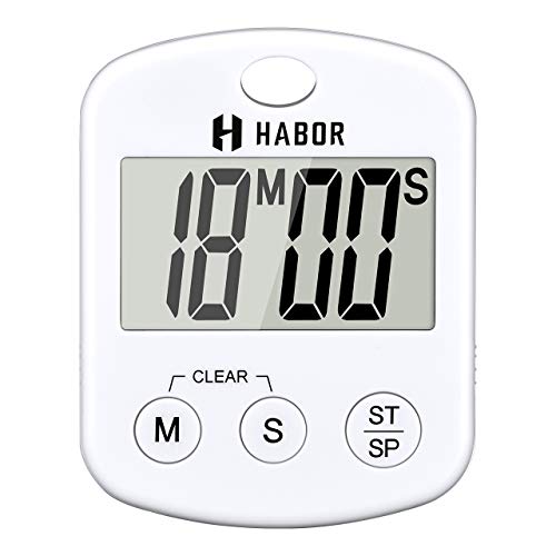 Habor Digital Cooking Timer, Large LCD Screen Kitchen Timer with Loud Beep, ON/OFF Switch, Strong Magnet Back, Count-Up & Count Down for Cooking Baking Sports Studying Games (Battery Included) - Thumbnail 7