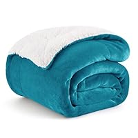 Bedsure GentleSoft Sherpa Fleece Throw Blanket for Couch, Non-Heated, Thick and Warm Throw for Women and Men, Soft Fuzzy Plush Blanket for Winter, Teal, 50x60 Inches