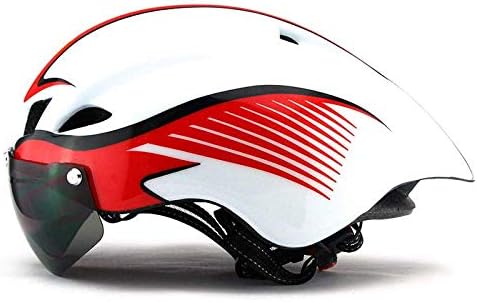 Cycling helmet Cycling helmet helmet goggles pneumatic helmet road bike riding helmet men and women riding equipment blue one size Shade (Color : White Red, Size : One Size)