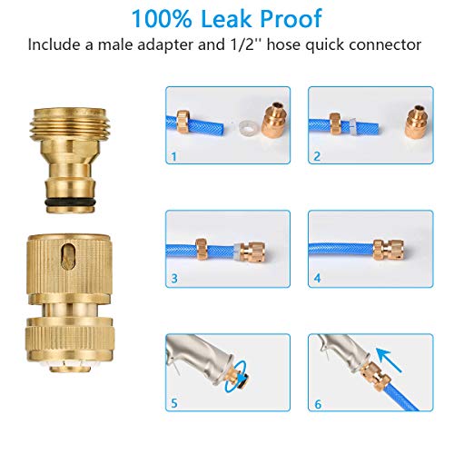 Cosy Life Garden Hose Spray Nozzle Metal with Brass Quick Connector High Pressure Heavy Duty Brass Water Hose Nozzle Sprayer 4 Adjustable Spraying Modes for Watering Plants, Car Wash and Showering Dog