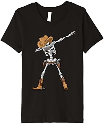 Kids Dabbing Skeleton T Shirt Kids Cowboy Hat Halloween Funny Dab 12 Black
