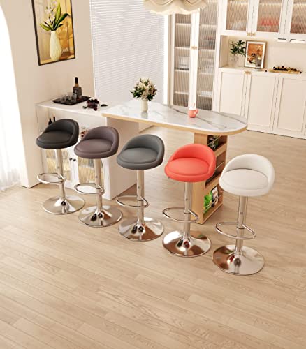 EKE Bancos Giratorios Set 2 Pzas Respaldo Cocina Modernos Barra Desayunador Comodos Acolchados (Gris)