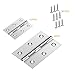Boao 16 Pieces Stainless Steel Folding Butt Hinges Home Furniture Hardware Door Hinge with 96 Pieces Stainless Steel Screws (2 Inch and 3 Inch, Silver)