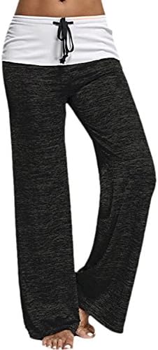 Zamtapary Women Casual Solid Drawstring Pallazzo Lounge Yoga Pants Plus Size Black XXL