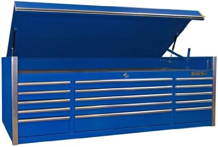 Extreme Tools EX7215CHBL 15-Drawer Triple Bank Top Chest with Ball Bearing Slides, 72-Inch, Blue High Gloss Powder Coat Finish