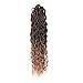 Goddess Locs Crochet Hair 18 Inch 3 Packs Wavy Curly Ends Goddess Faux Locs Crochet Hair for Black Women Pre Looped Crochet Braids Synthetic Hair Extensions (24 Strands/pack,#1B/27)