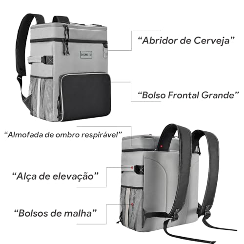 INSMEER Mochila térmica, refrigerador de praia isolado grande refrigerador de acampamento macio à prova de vazamento