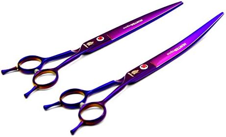 HUNTERrapoo: 2PCS 8'' Grooming Cutting Scissors Set Professional Straight Cutting Curved Scissors Beauty Shears Pet Grooming